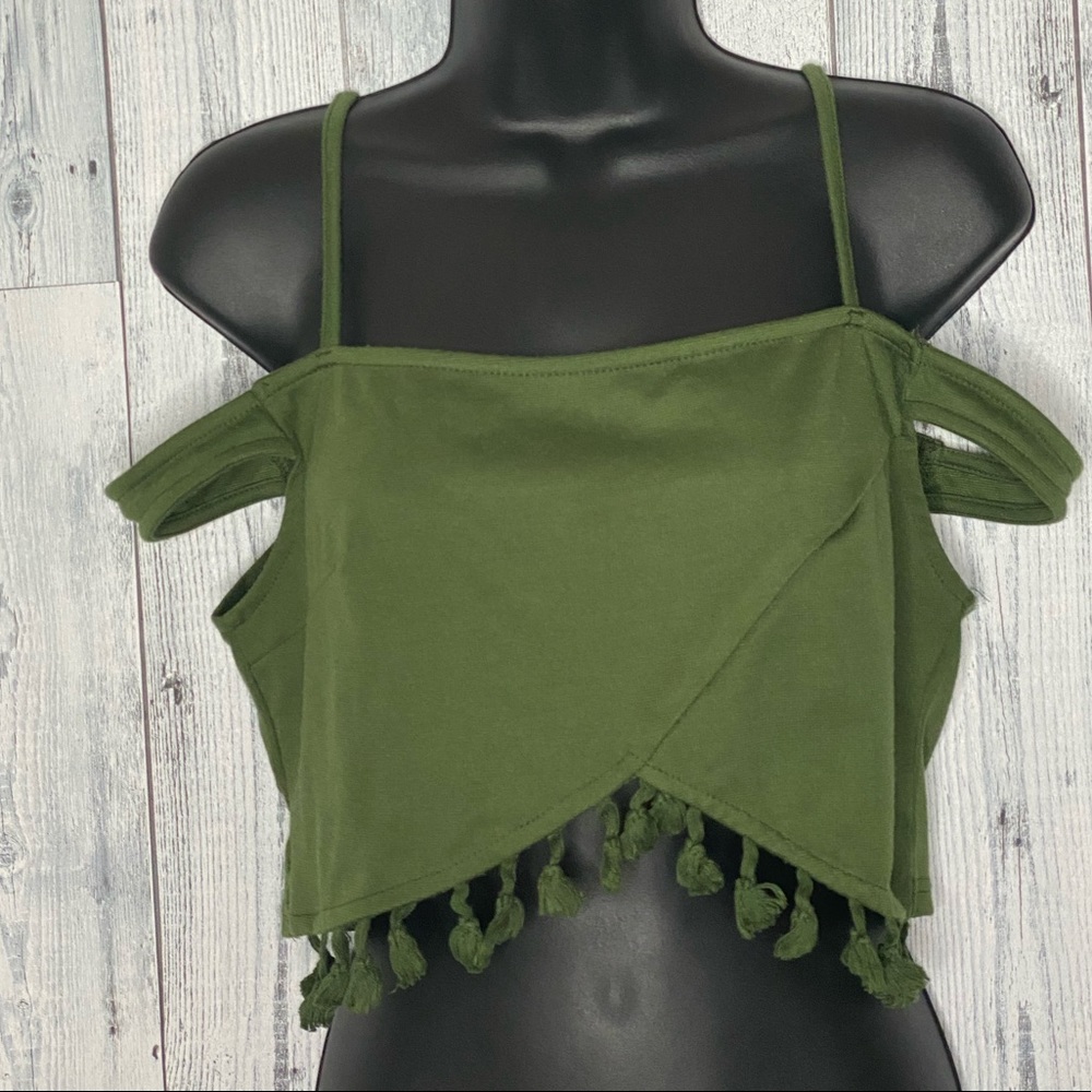 Charlotte Russe Olive Green Crop Tank Top, L